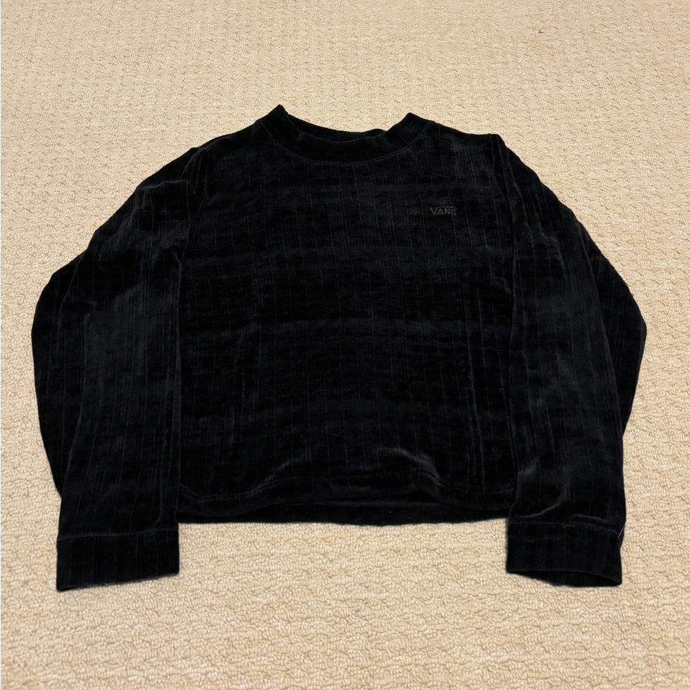 Vans black velvet sweater. Size L